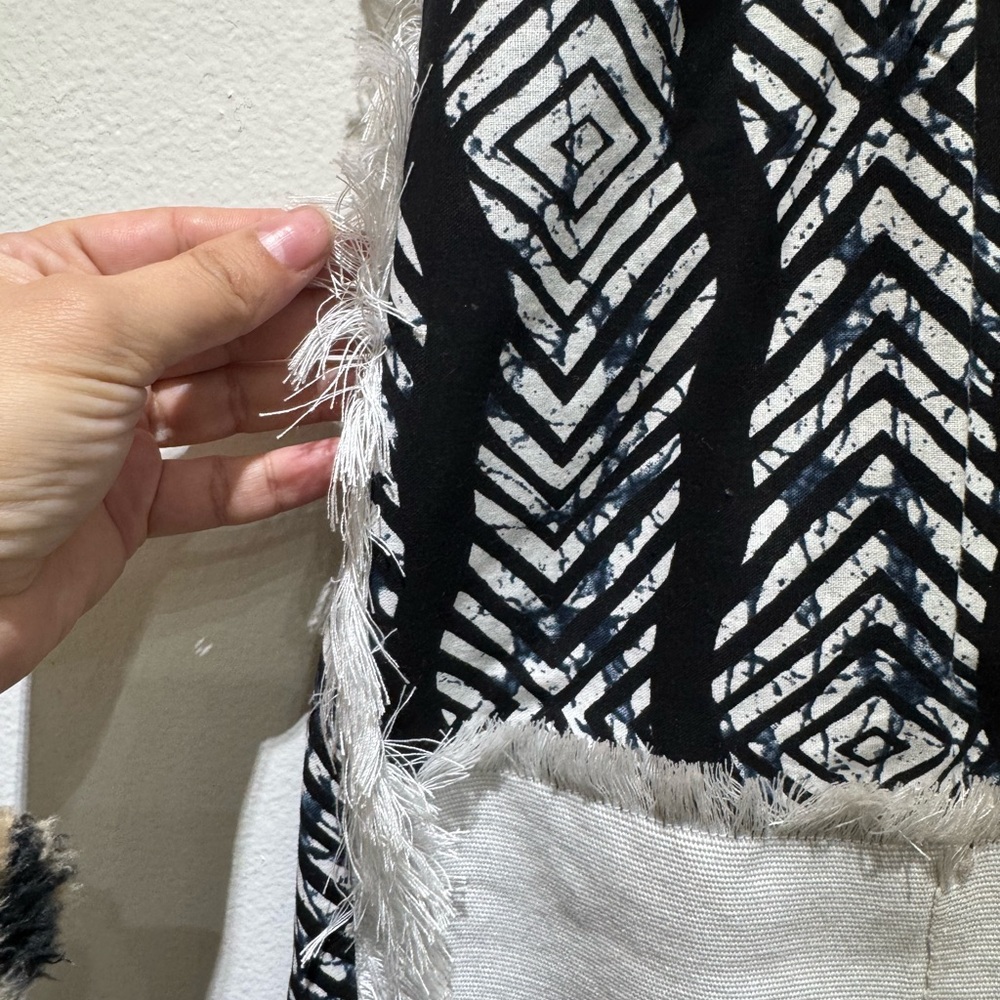 Black, White And Navy Patterned Patchwork Pants - image 3